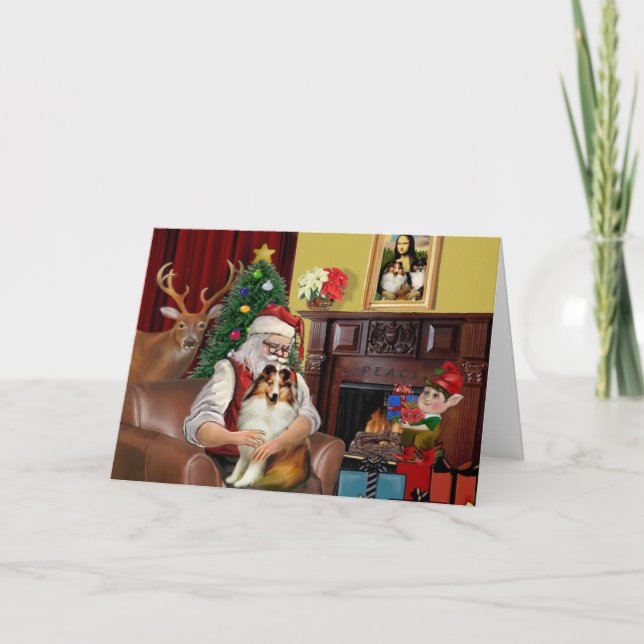 Santa's Sheltie (sw) Holiday Card (Front)