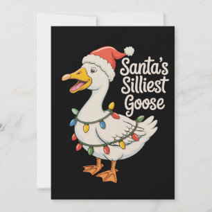 Santa's Silliest Goose Christmas Xmas Lights Holiday Card