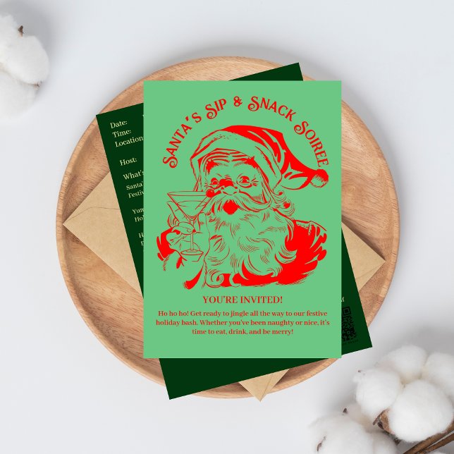 Santa's Sip & Snack Soiree Christmas Party Invitation (Creator Uploaded)