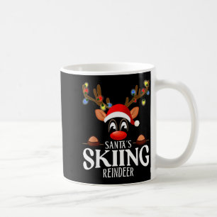Santa's skiing reindeer funny xmas matching pjs coffee mug