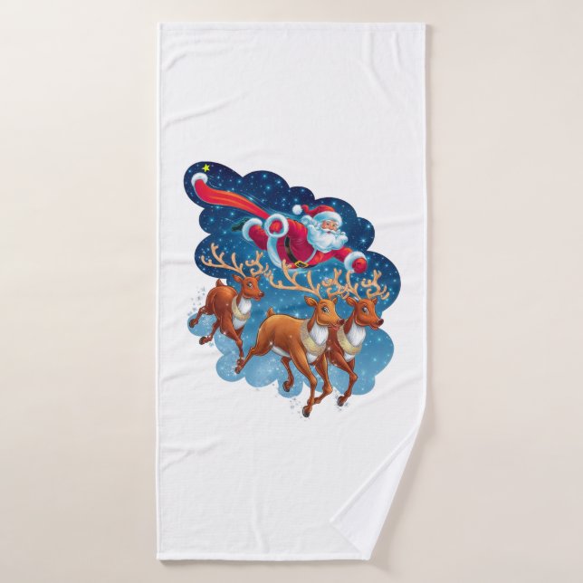 Santa's Sleigh Adventure Bath Towel (Bath Towel)