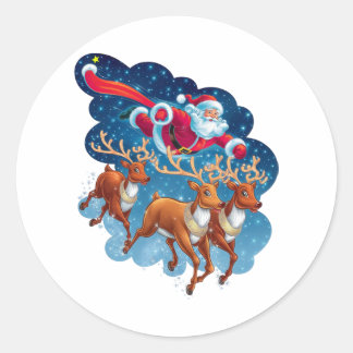 Santa's Sleigh Adventure Classic Round Sticker
