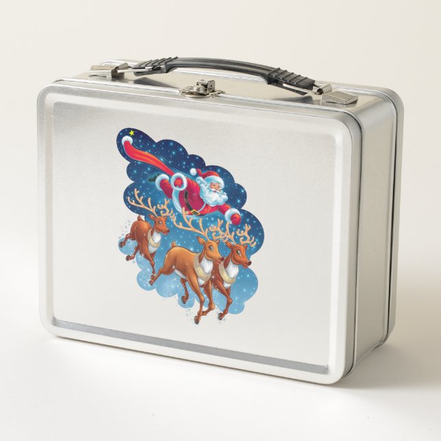 Santa's Sleigh Adventure Metal Lunch Box (Front)