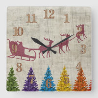 Santa's Sleigh and Colorful Trees