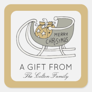 Santa's Sleigh Christmas Gift Label