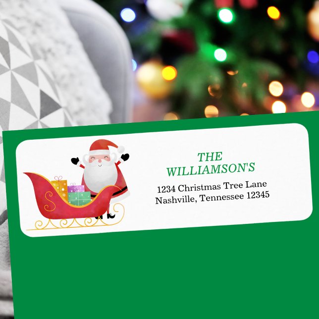 Santa's Sleigh Christmas Return Address Label (Santa's Sleigh Christmas Return Address Label)