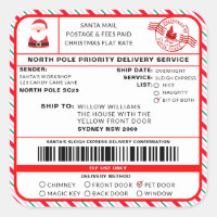 Santas Sleigh Christmas Shipping Label Sticker