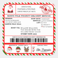 Santas Sleigh Christmas Shipping Label Sticker