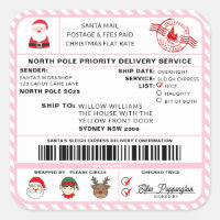 Santas Sleigh Christmas Shipping Label Sticker