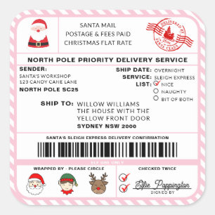 Santas Sleigh Christmas Shipping Label Sticker