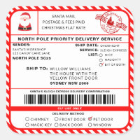 Santas Sleigh Christmas Shipping Label Sticker