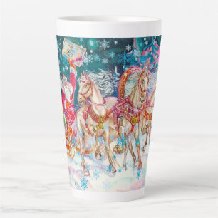 Santa's Sleigh Horse Snow Christmas Night Party Latte Mug