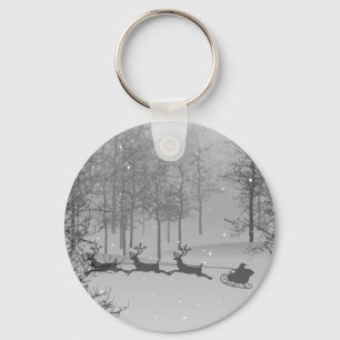 Santa's Sleigh in a Winter Wonderland Key Ring
