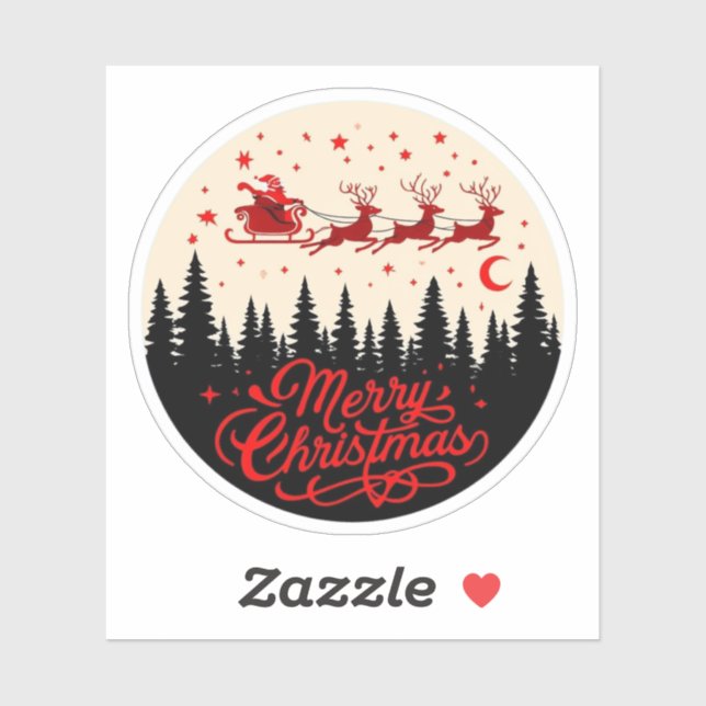 Santa's Sleigh Merry Christmas Forest Scene Art" (Sheet)