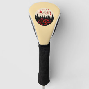 Santa's Sleigh Merry Christmas Forest Scene Art" Golf Head Cover