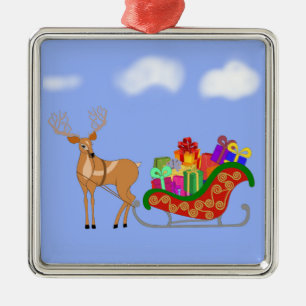 Santa's Sleigh Metal Tree Decoration