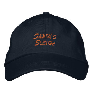 Santa's Sleigh Navy Custom Adjustable-Hat Holiday Embroidered Hat