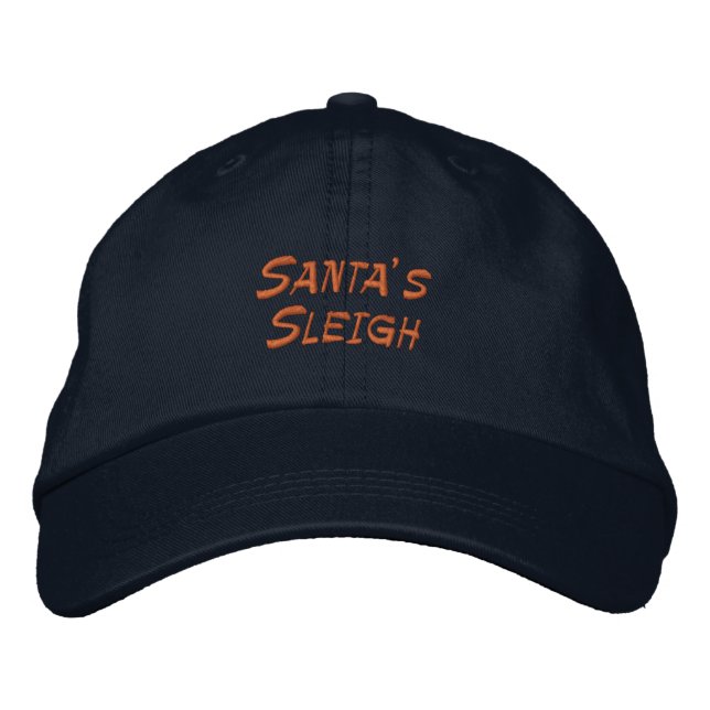 Santa's Sleigh Navy Custom Adjustable-Hat Holiday  Embroidered Hat (Front)