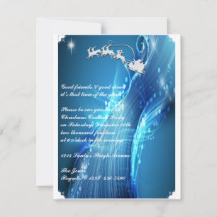 Santa's Sleigh on Blue Wave Party Invitation