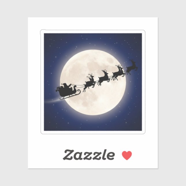 Santa's Sleigh & Reindeer Silhouette Over Moon (Sheet)