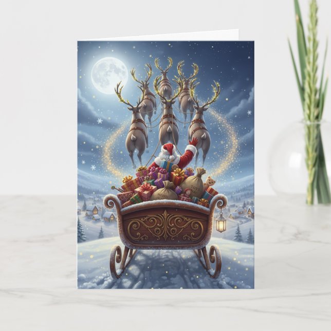 Santa's Sleigh Ride - Christmas Greeting Card (Front)
