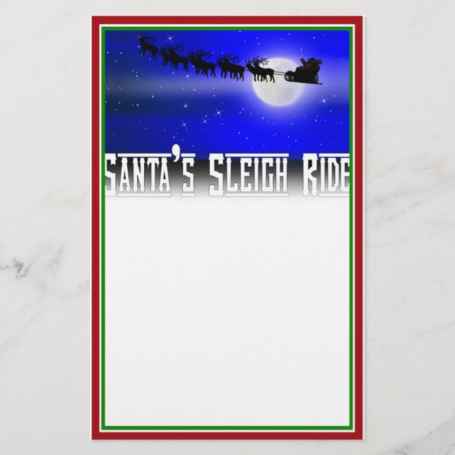 Santa's Sleigh Ride Christmas Stationery (Front)