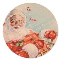 Santas Sleigh Ride Gift Tag Stickers