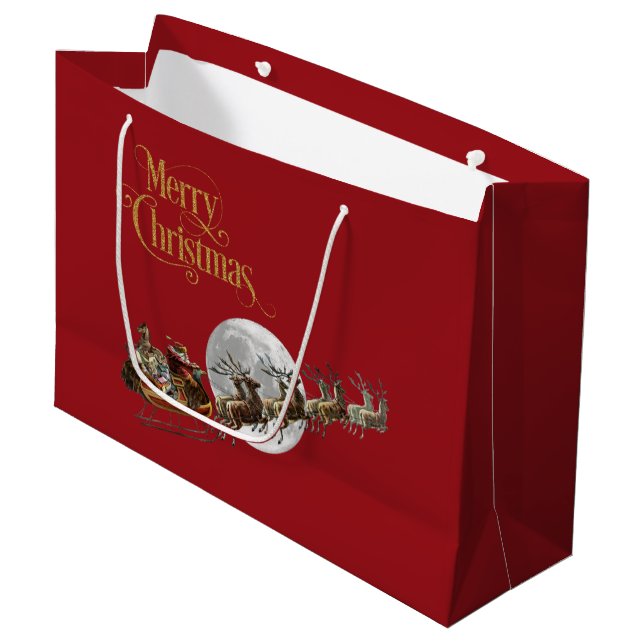 Santa's Sleigh Ride Large Gift Bag (Front Angled)