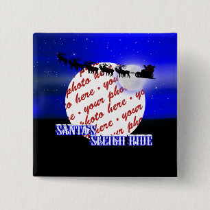Santa's Sleigh Ride Photo Frame 15 Cm Square Badge
