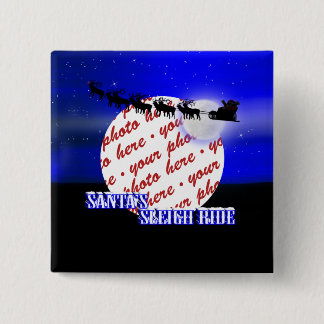 Santa's Sleigh Ride Photo Frame 15 Cm Square Badge