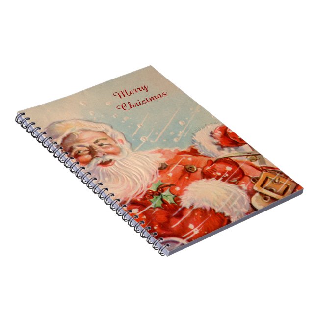 Santas Sleigh Ride Vintage Christmas Notebook (Right Side)