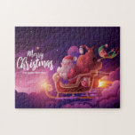 Santa's Sleigh Rocket Jigsaw Puzzle<br><div class="desc">Charming jigsaw puzzle of Santa flying his updated rocket sleigh.</div>