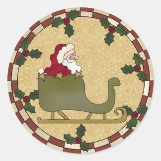 Santas Sleigh Round Stickers