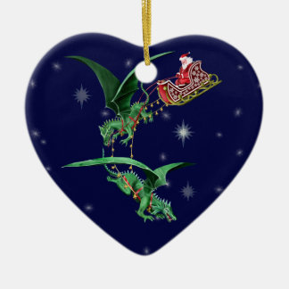 Santa's Sleigh with Dragons Ceramic Tree Decoration