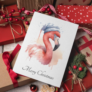 Santa's Snowbird Flamingo, custom Holiday Card