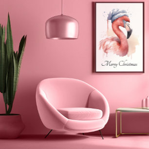 Santa's Snowbird Flamingo, custom Poster