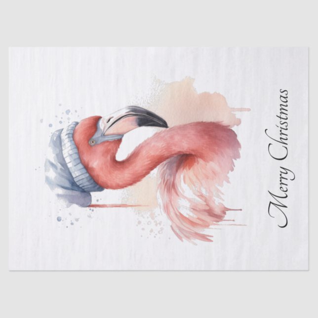 Santa's Snowbird Flamingo, custom Tissue Paper (Front)