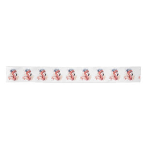 Santa's Snowbird Flamingo Satin Ribbon