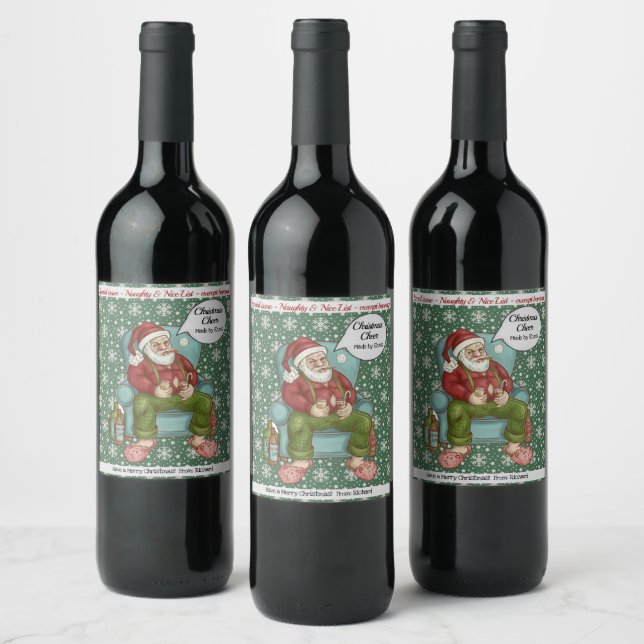 Santa's Special Issue Personalise Name Set of 3 Wine Label (Bottles)