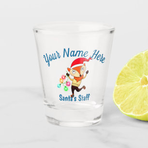 Santa's Staff Member Dancing Fox Christmas Custom Shot Glass