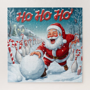 Santa's Strike! Christmas Candy Cane Bowling Jigsaw Puzzle