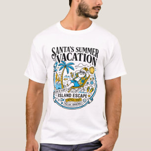 Santas Summer Vacation Island Escape Sun Sand T-Shirt