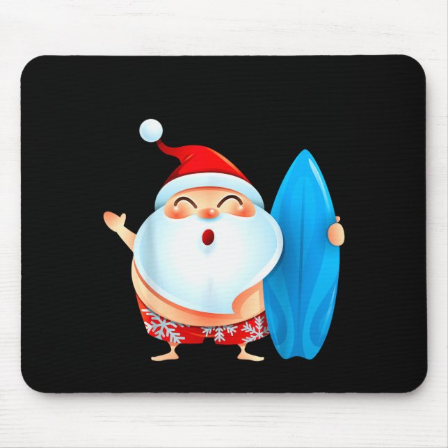 Santa's Surfing, Santa Christmas In July  Mouse Pad (Front)