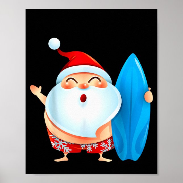 Santa's Surfing, Santa Christmas In July  Poster (Front)