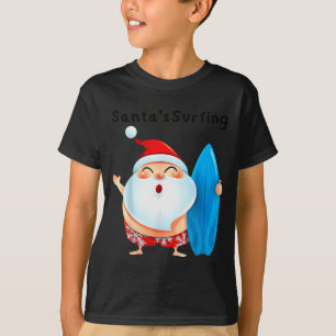 Santa's Surfing, Santa Christmas In July T-Shirt