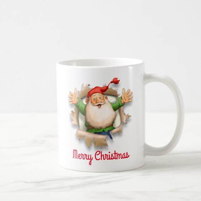 Santa's Surprise Merry Christmas Coffee Mug (Right)