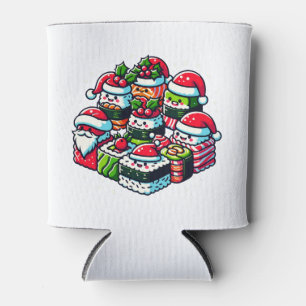 Santa's Sushi Delight - Festive Christmas Art Can Cooler