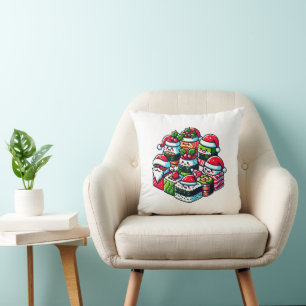 Santa's Sushi Delight - Festive Christmas Art Cushion