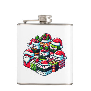 Santa's Sushi Delight - Festive Christmas Art Hip Flask