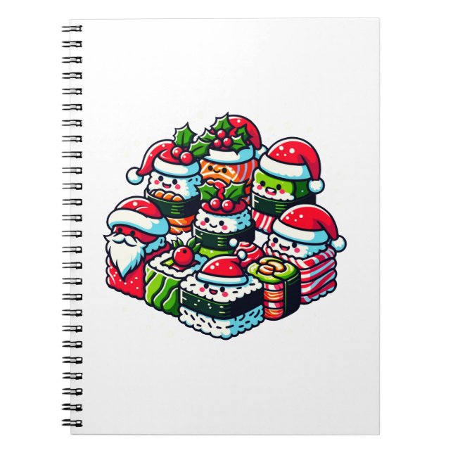 Santa's Sushi Delight - Festive Christmas Art Notebook (Front)